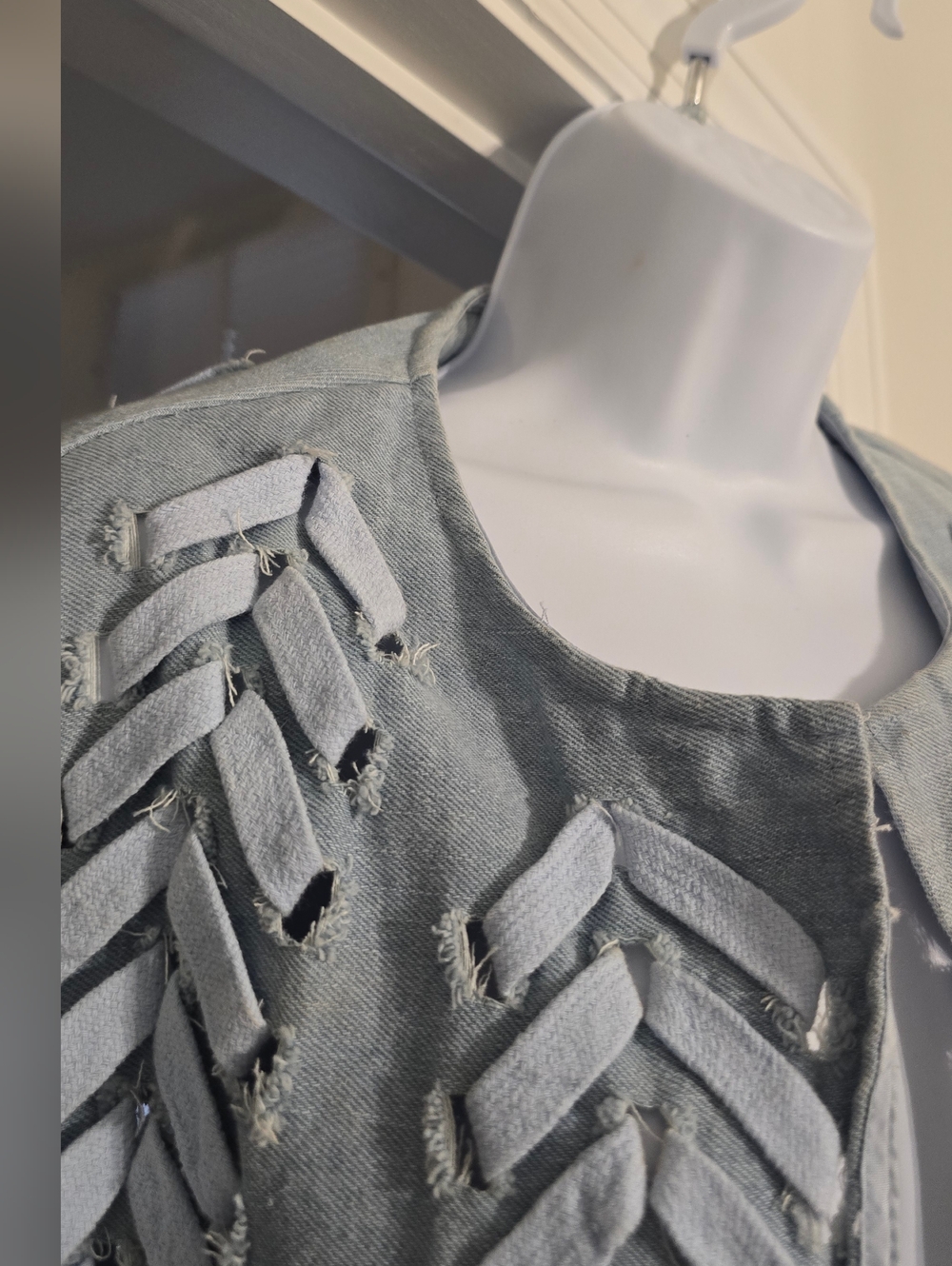 Akira Label Phantogram Denim Poncho with Laces OS Sold out online - Picture 12 of 15